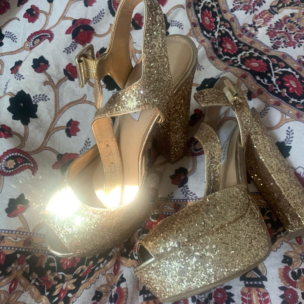 Gold Glitter Platform Heels